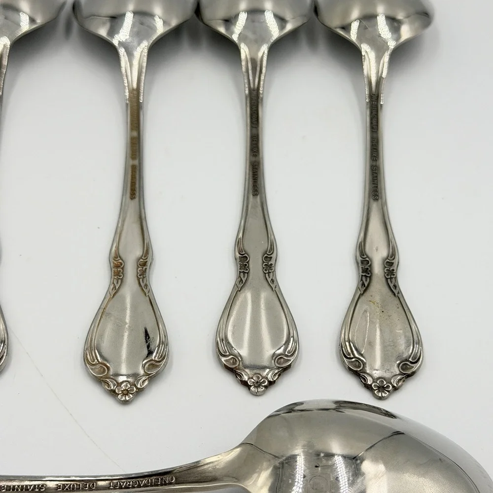 Oneidacraft Deluxe Chateau Oval Soup Spoons Set of 6 Stainless 6.75